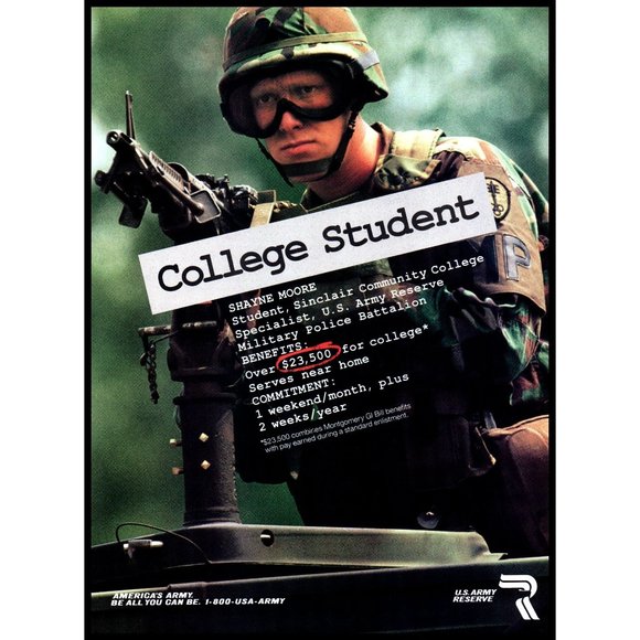 1994 US Army Reserve Recruiter Recruiting Vintage Print Ad College Student Art - Picture 1 of 1